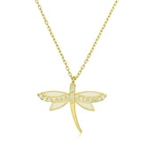 Collier femme libellule argent or